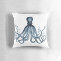 Vintage blue octopus art print with a kraken-inspired design in a nautical, retro style inspired by the scientific illustrations of Ernst Haeckel.