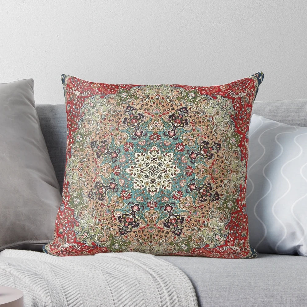 Vintage Boho Persian Carpet Print Throw Pillow for Home Decor