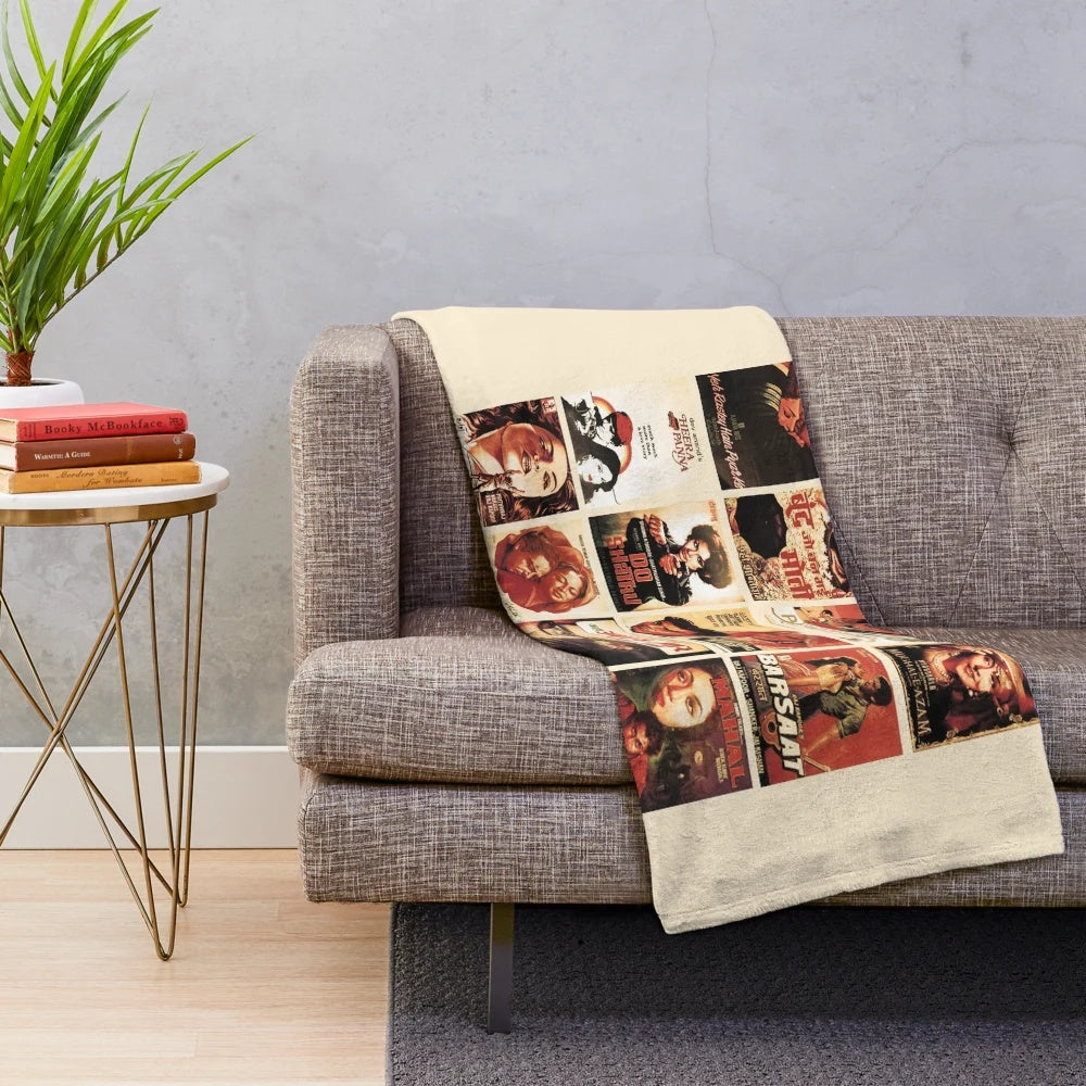 Vintage Bollywood Movie Poster Plush Blanket