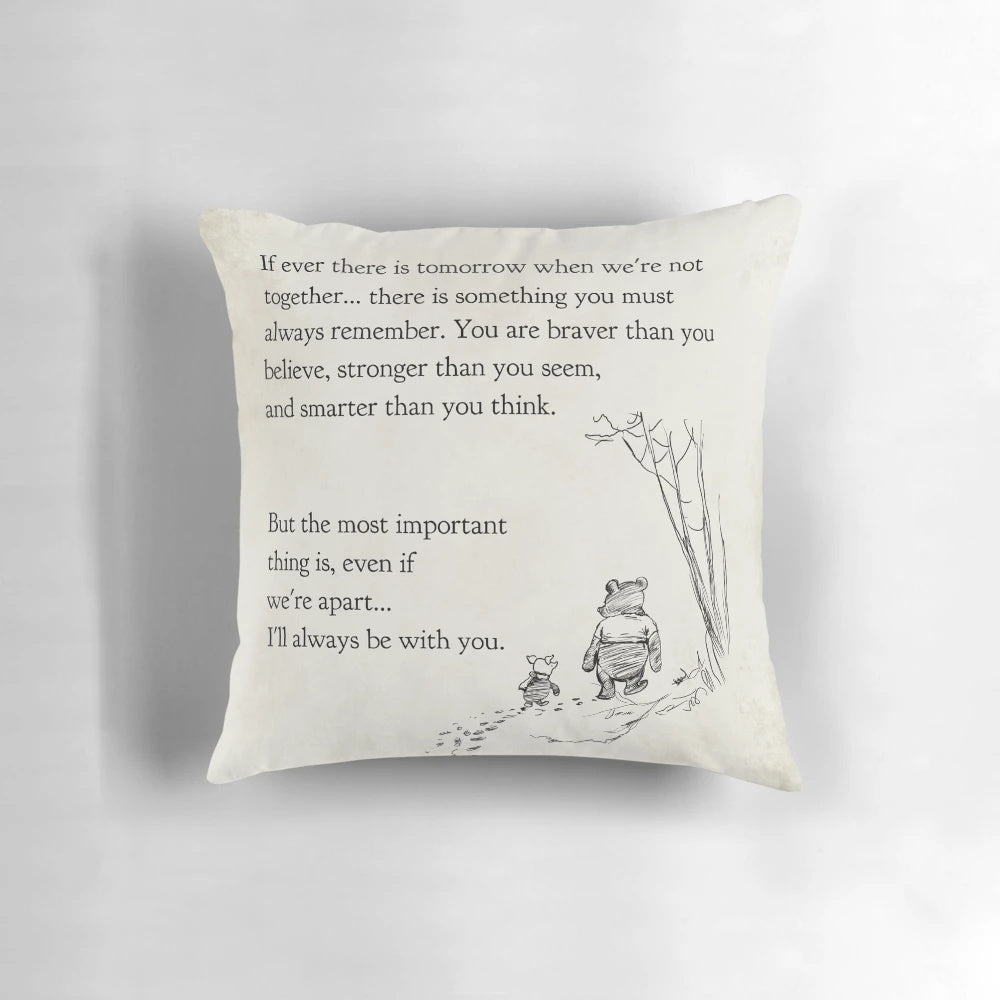 Vintage book page pillow featuring a quote from A.A. Milne's Winnie the Pooh