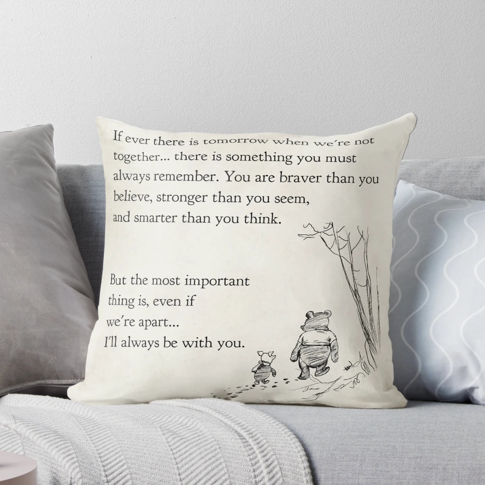 Vintage book page pillow featuring a quote from A.A. Milne's Winnie the Pooh