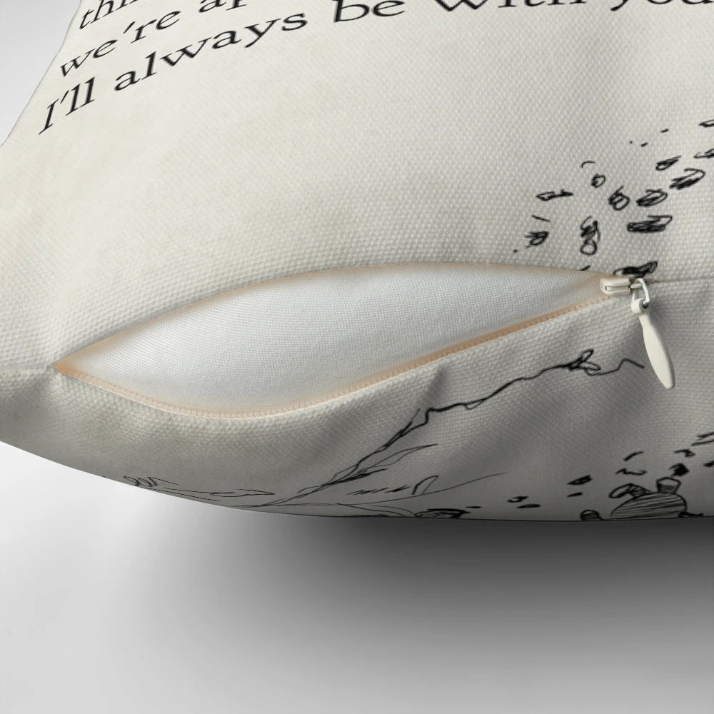Vintage book page pillow featuring a quote from A.A. Milne's Winnie the Pooh
