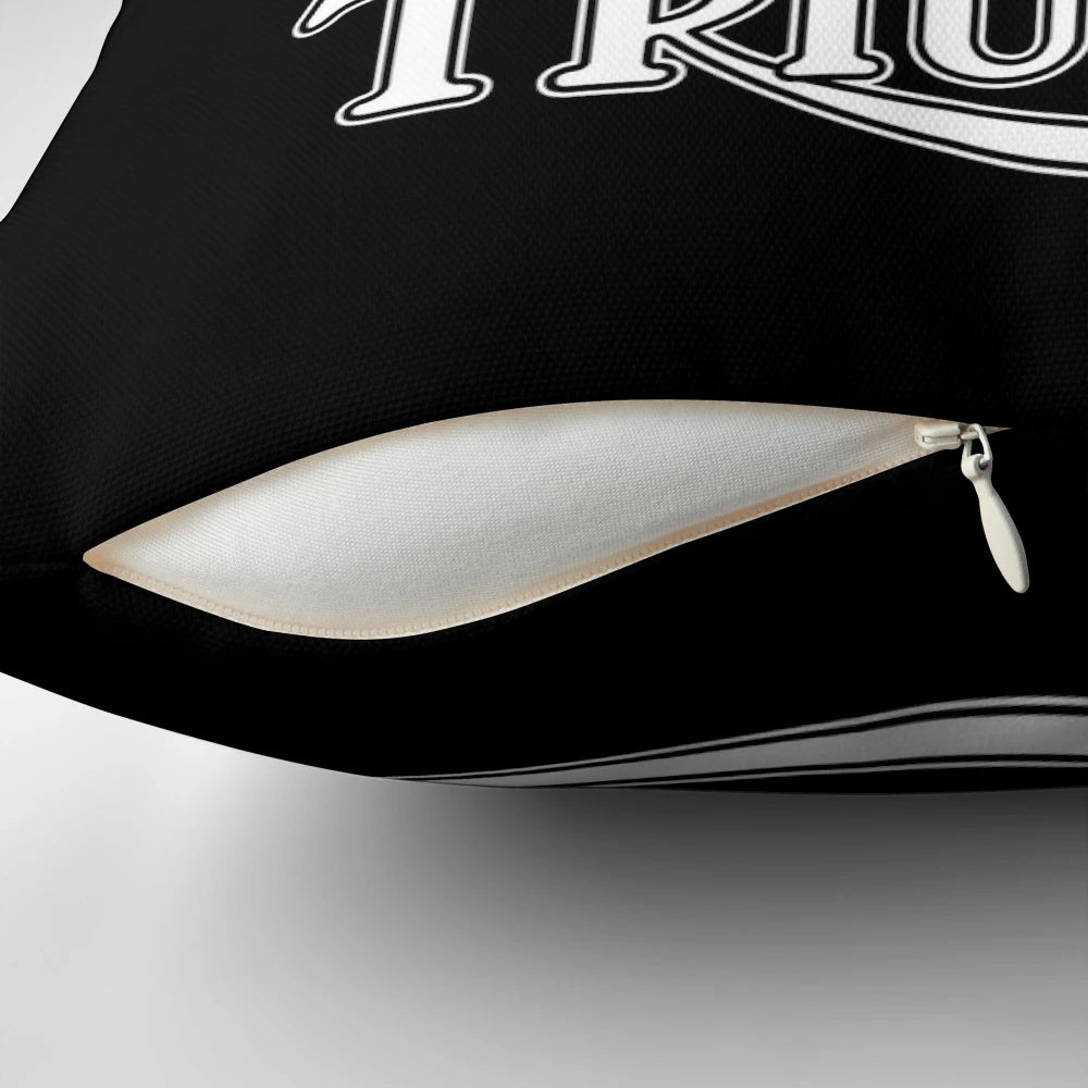 Vintage-style pillow featuring a "Born in Rouq" design, perfect for motorcycle enthusiasts.