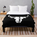 Vintage bull head horns plush blanket