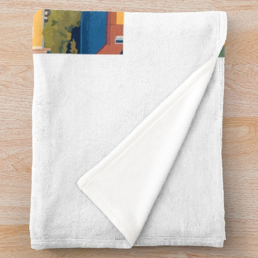 Vintage Busan Gamcheon Culture Village Plush Blanket