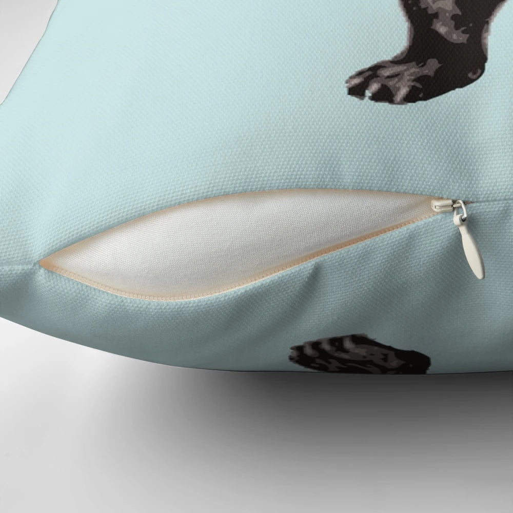 Vintage California bear hug illustration on a soft, plush pillow