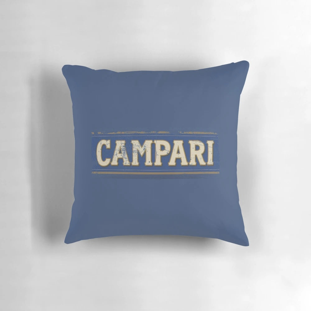 Vintage Campari Monogram Distressed Decorative Pillow with Campari logo and distressed design