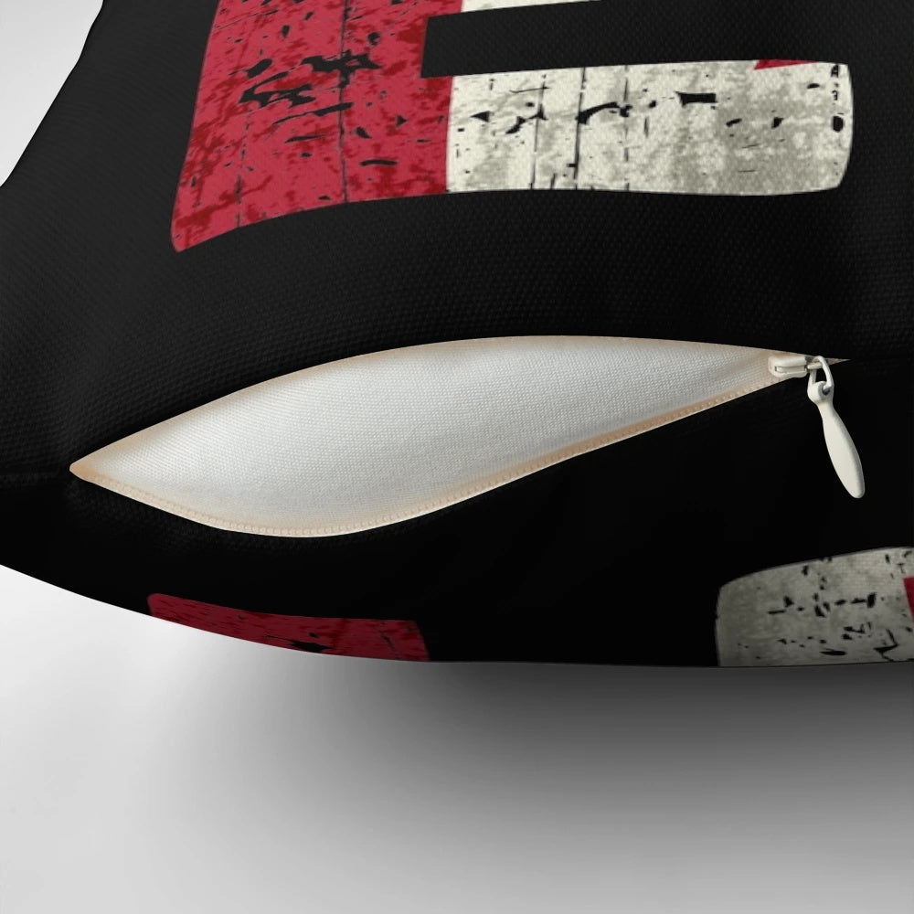 Vintage-style distressed Canada and American flag design on a soft, comfortable pillow.