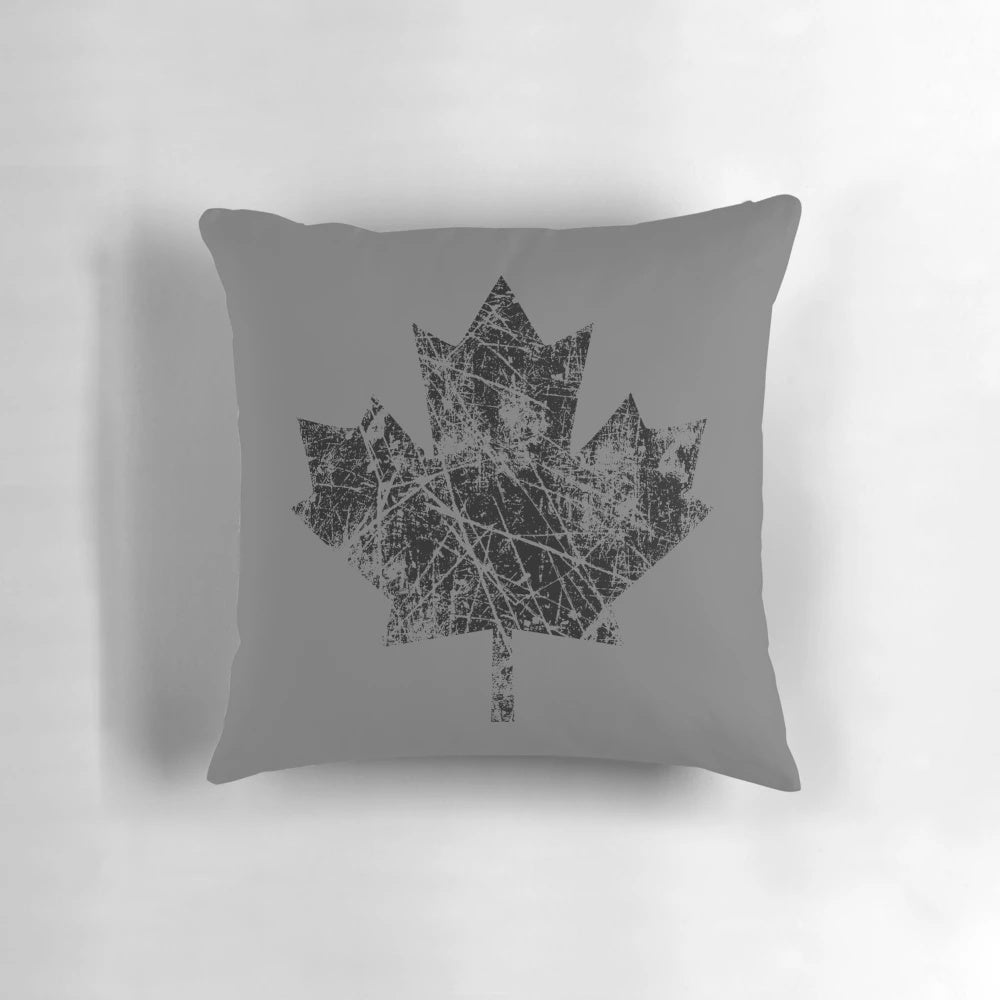 Vintage Canadian Maple Leaf Throw Pillow with Grunge Distressed Style