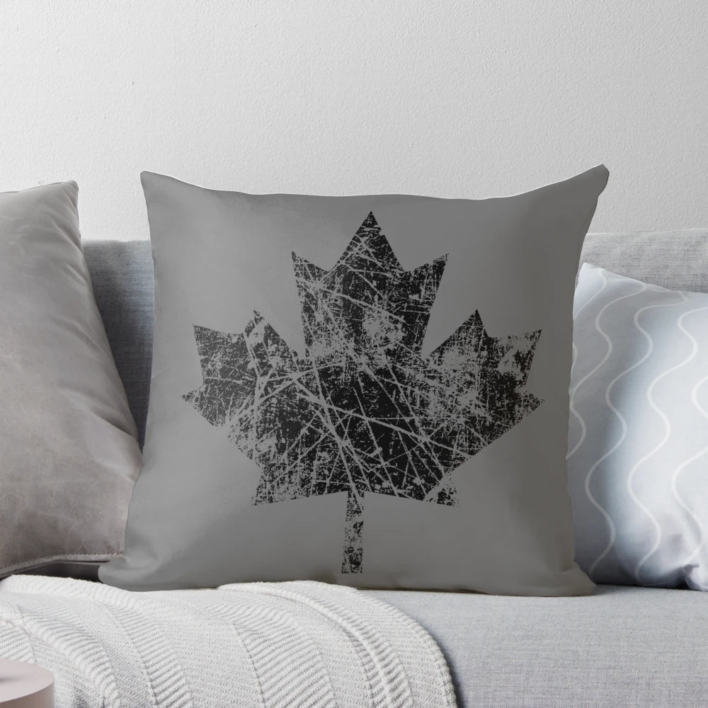 Vintage Canadian Maple Leaf Throw Pillow with Grunge Distressed Style