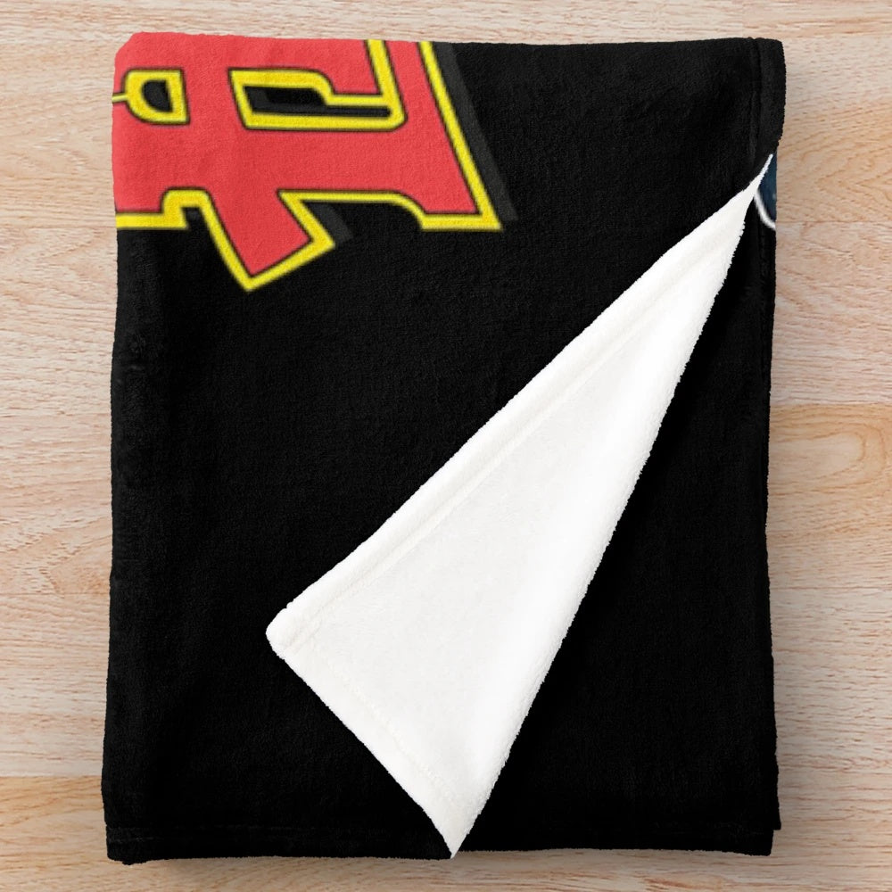 Plush blanket featuring a vintage muscle car and classic rock design