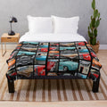 Vintage car collage design plush blanket