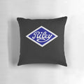 Vintage Riley classic car logo printed on a cozy t-shirt pillow for car enthusiasts.