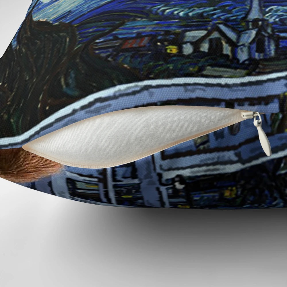 Vintage cartoon bear pillow with a starry night inspired design.
