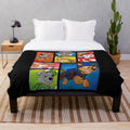 Vintage cartoon kids logo plush blanket with classic children's movie characters