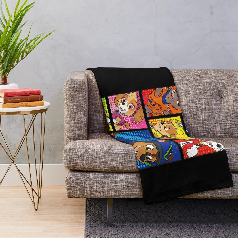 Vintage cartoon kids logo plush blanket with classic children's movie characters