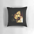 Vintage-style Celine Dion pillow with "My Heart Will Go On" lyrics
