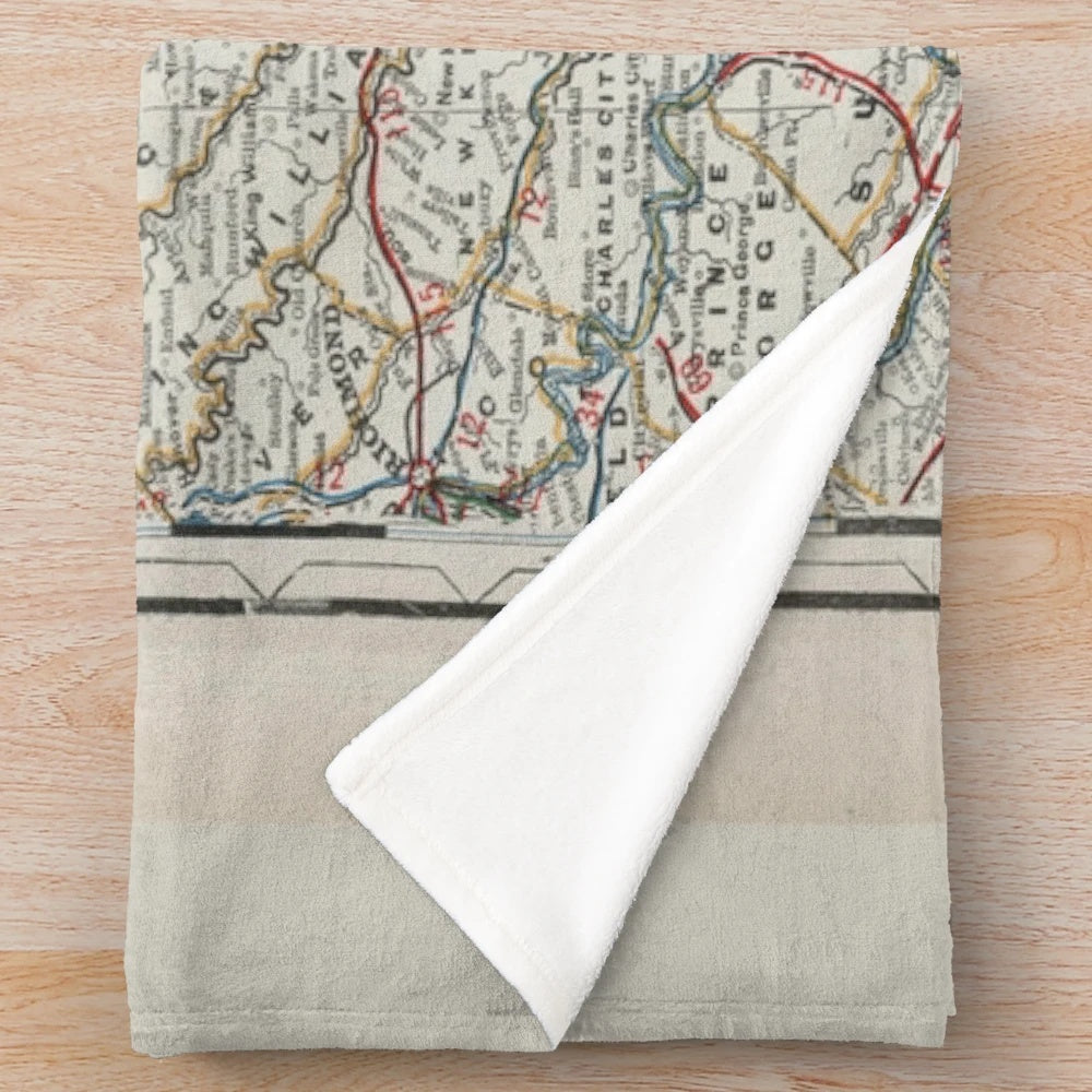 Vintage map of the Chesapeake Bay from 1901 printed on a plush blanket