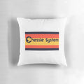 Vintage Chessie Railroad System Pillow featuring classic railway and train graphics