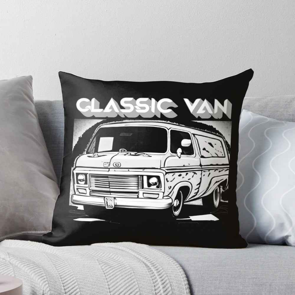 Vintage white Chevrolet van art print on a white background