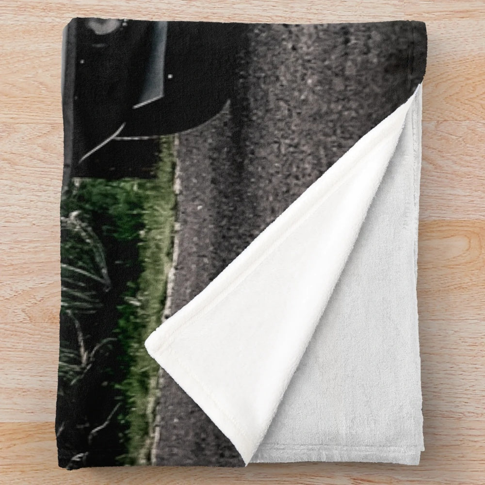 Chevy Camaro 1969 plush blanket with nature, tree, and sunset design