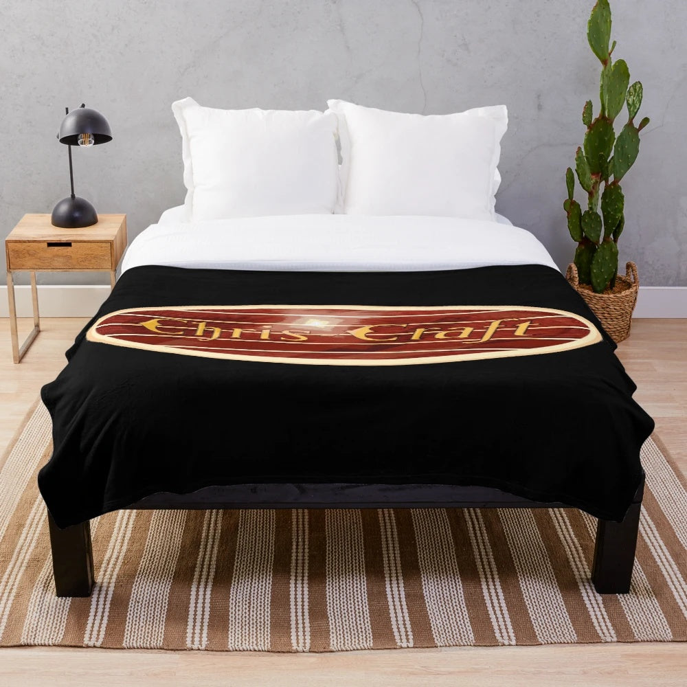 Vintage Chris Craft inspired plush blanket featuring USA boats
