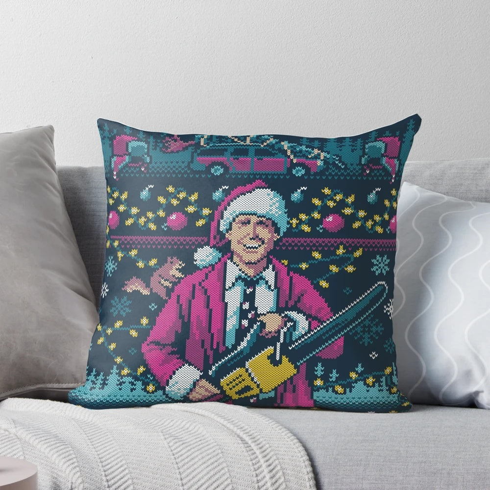 Vintage "National Lampoon's Christmas Vacation" Ugly Sweater Pillow featuring Chevy Chase
