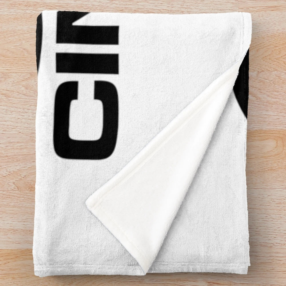 Vintage CIC Cinemas-inspired plush blanket with classic movie logos