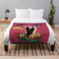 Vintage-style plush blanket featuring a retro cinema-inspired design