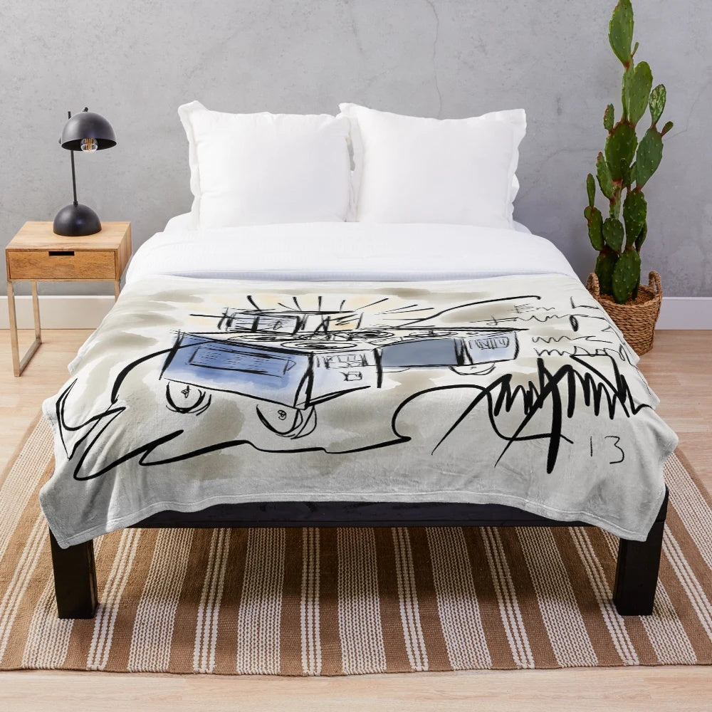 Plush blanket featuring a vintage cinema montage design