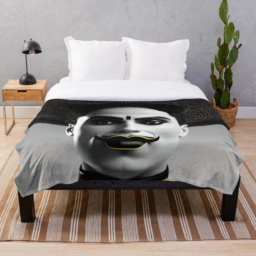Cozy plush blanket featuring a classic cinema inspired design