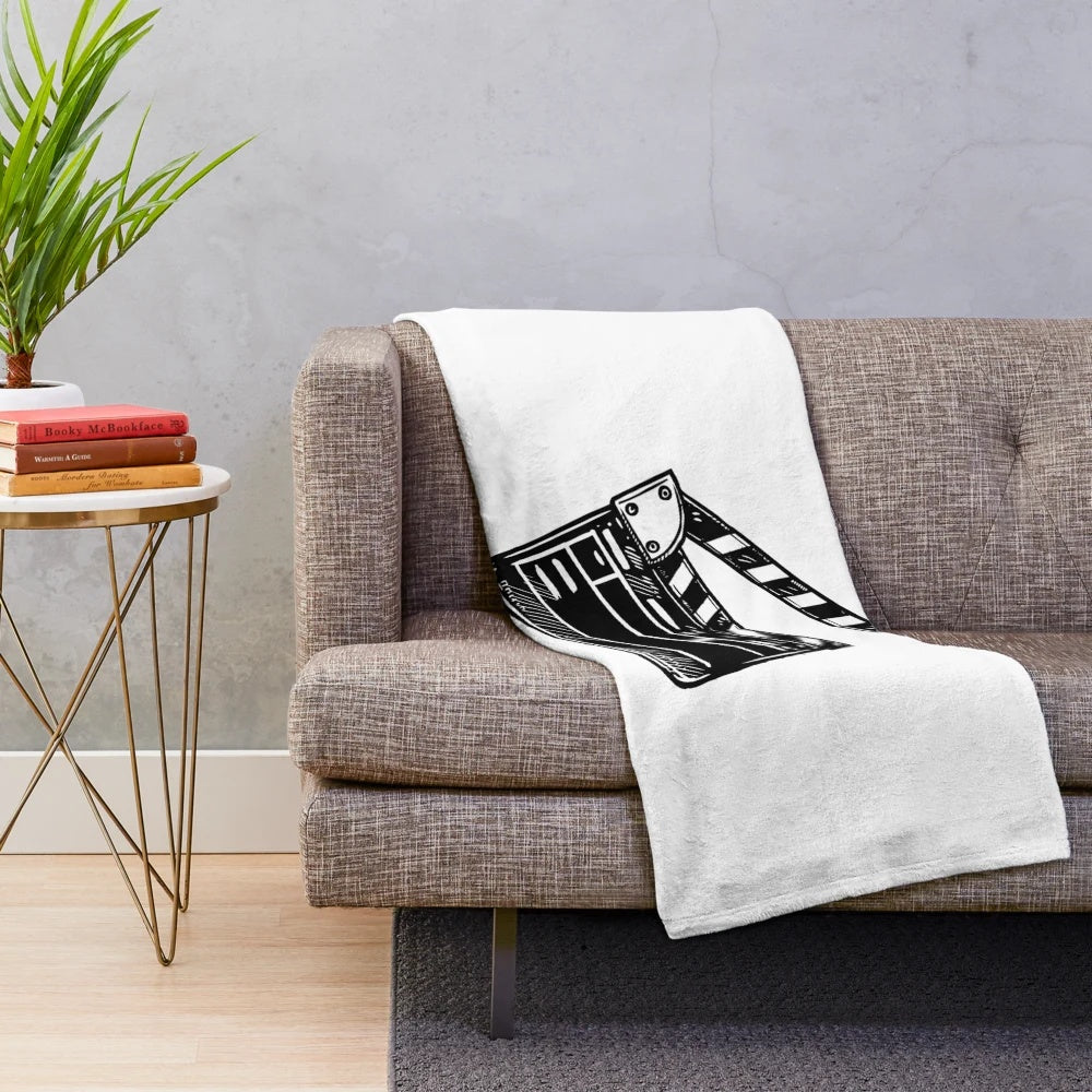 Vintage cinema lover plush blanket with movie-themed elements