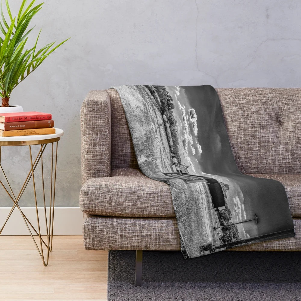 Abandoned American movie theater plush blanket featuring vintage black and white photography