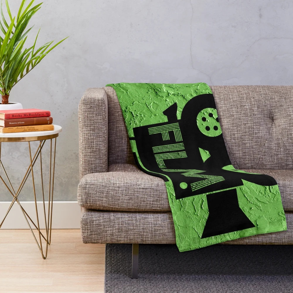 Vintage classic movies cinema camera plush blanket
