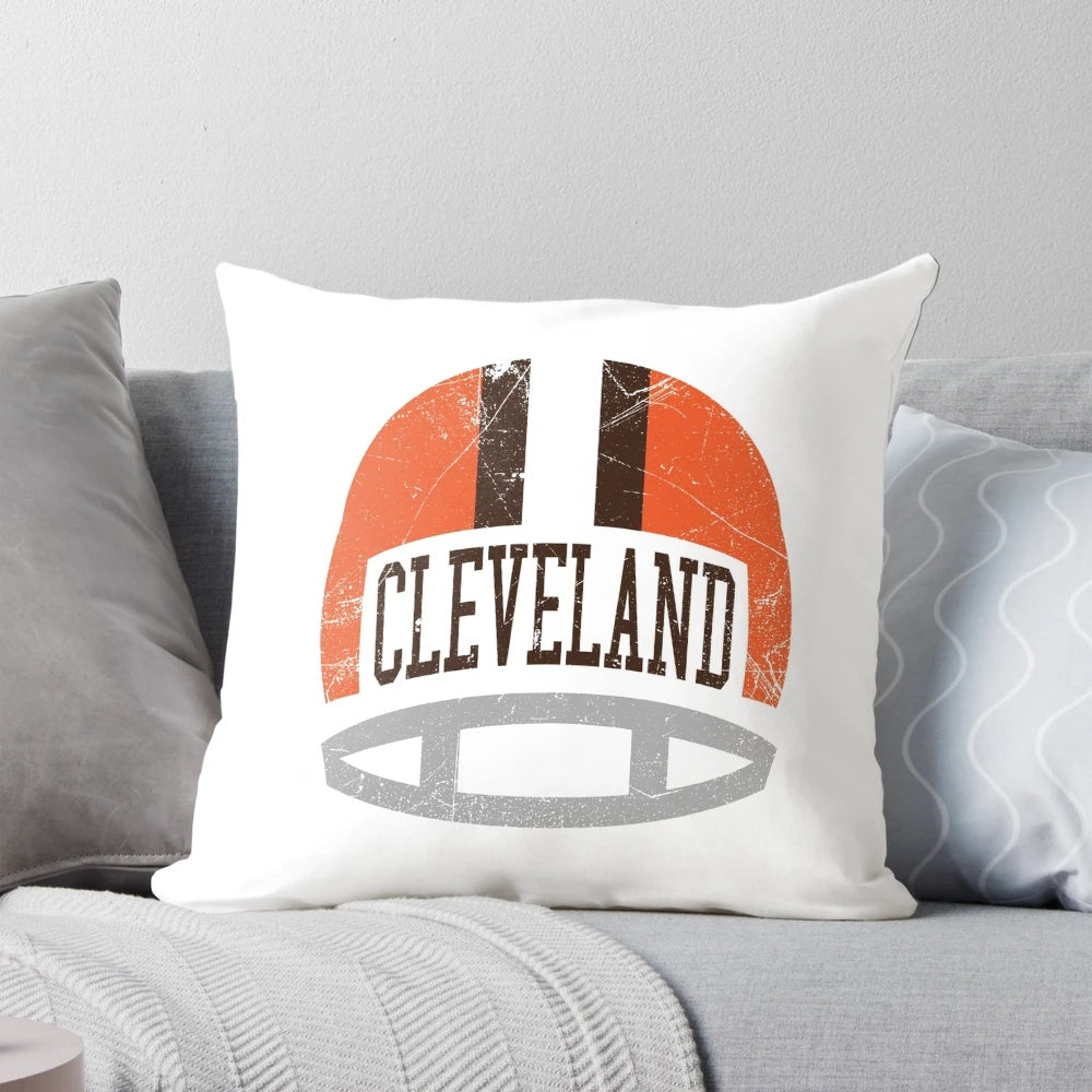 Vintage Cleveland Browns Retro Helmet Pillow featuring the "Dangerous Dawgs" design
