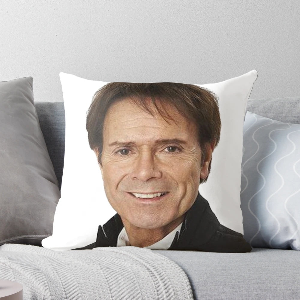 Vintage Cliff Richard photo collage printed on a soft, plush pillow.