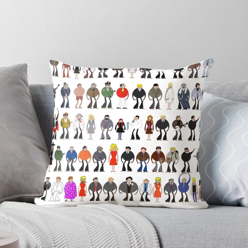 Vintage-style throw pillow featuring the classic TV detective Columbo