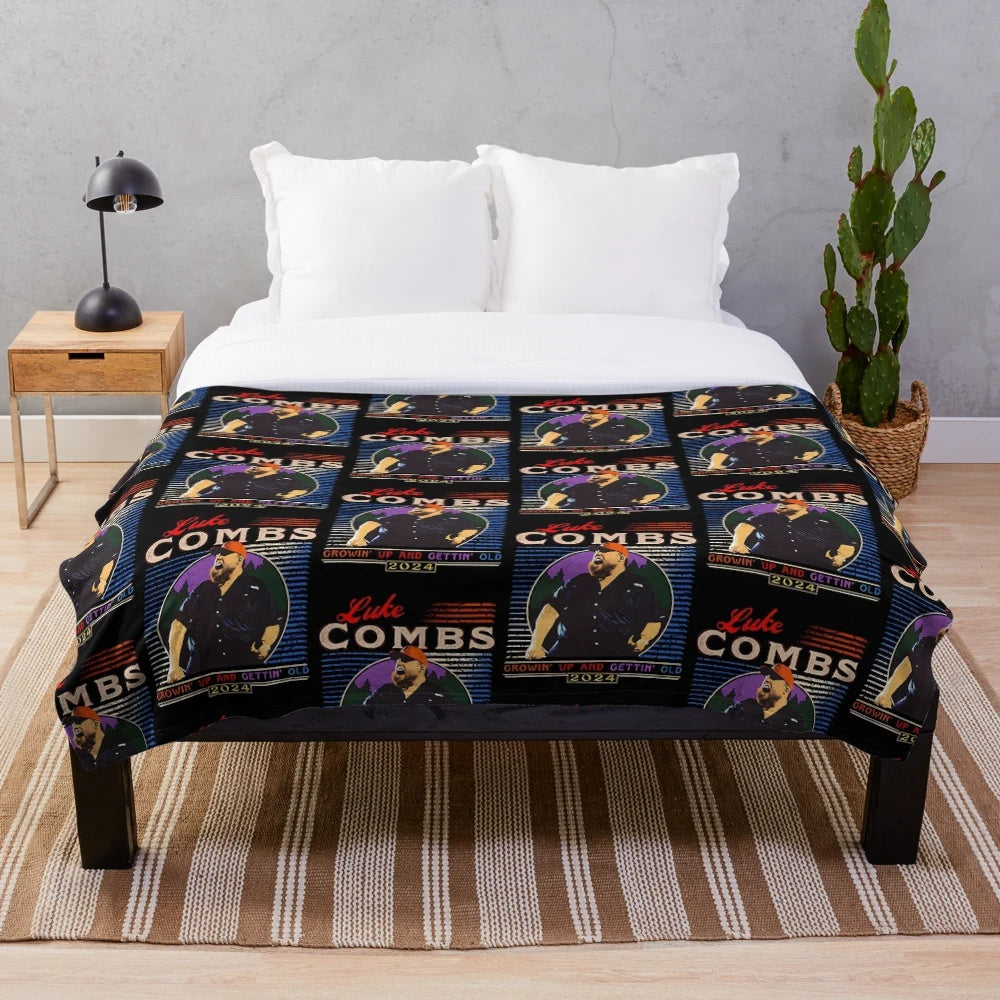 Vintage Country Music Plush Blanket with Classic Country Singer Imagery