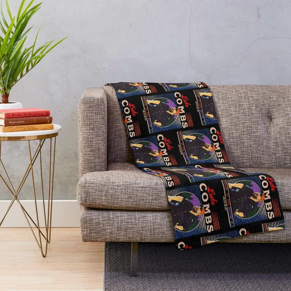Vintage Country Music Plush Blanket with Classic Country Singer Imagery