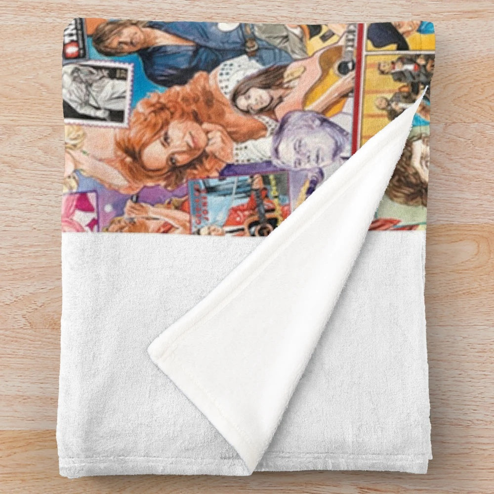 Vintage country music plush blanket with album cover artwork