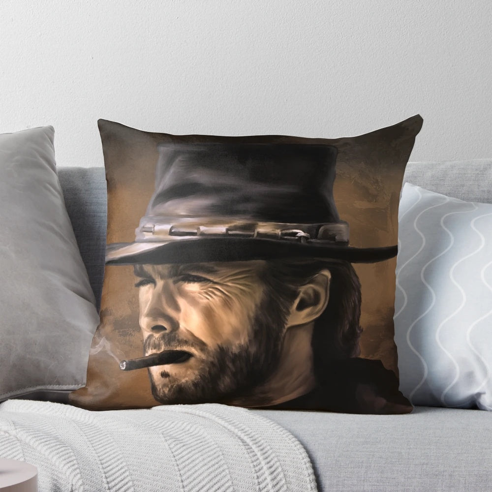 Vintage cowboy portrait illustration with Clint Eastwood-inspired design