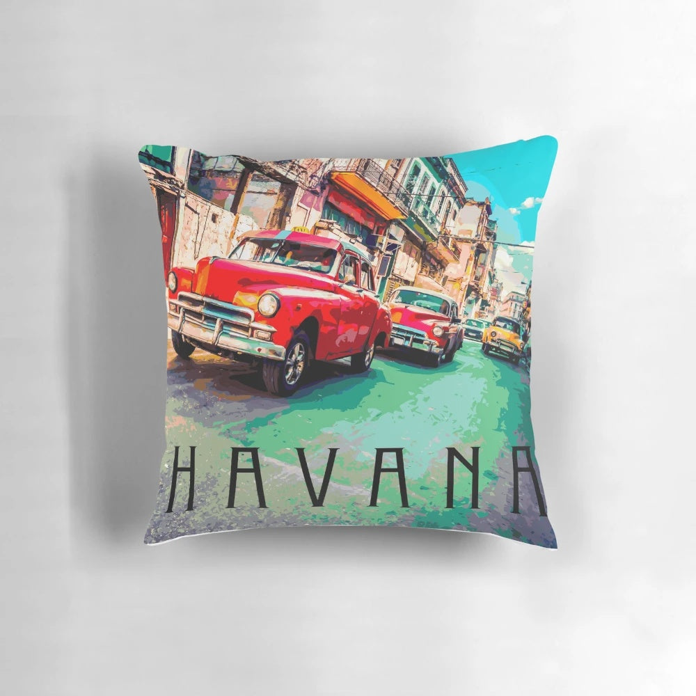 Vintage Cuban Havana Pillow with Retro Havana Cuba Design