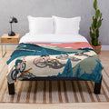 Vintage Cycling Art Plush Blanket