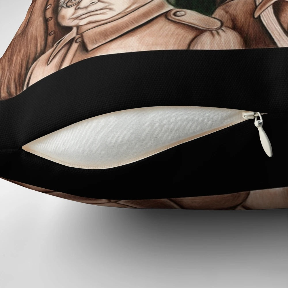 Vintage Dad's Army themed pillow featuring the iconic characters from the classic British TV show