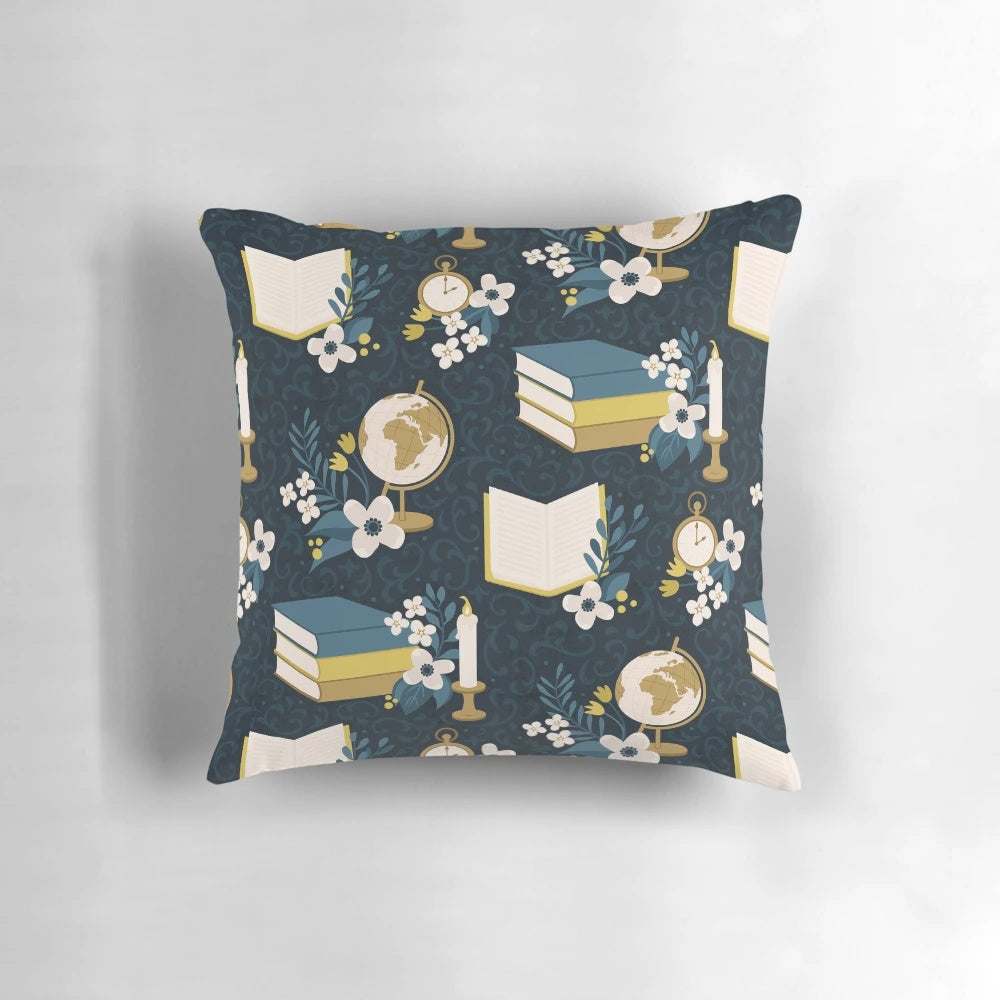 Elegant dark academia style pillow with gothic and vintage design