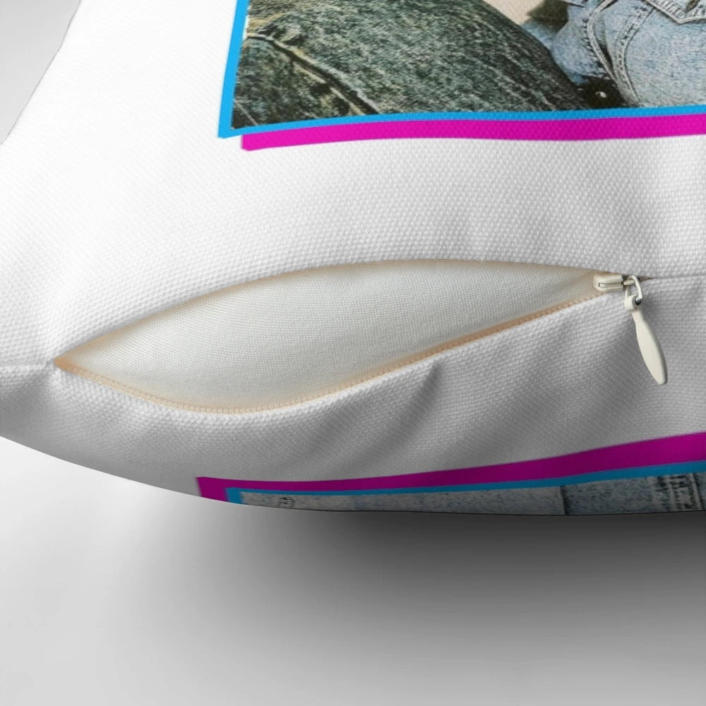 Vintage throw pillow featuring Debbie Gibson, iconic 80s American pop star