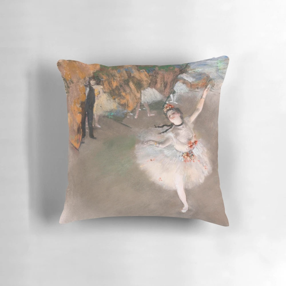 Vintage Degas ballet dancer impressionist pastel art printed on high-quality pillow