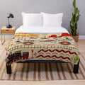 Vintage Delorean Time Travel Plush Blanket with Western Desert Motifs