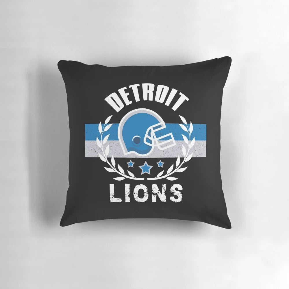 Vintage Detroit Lions Football Throw Pillow for Home Decor