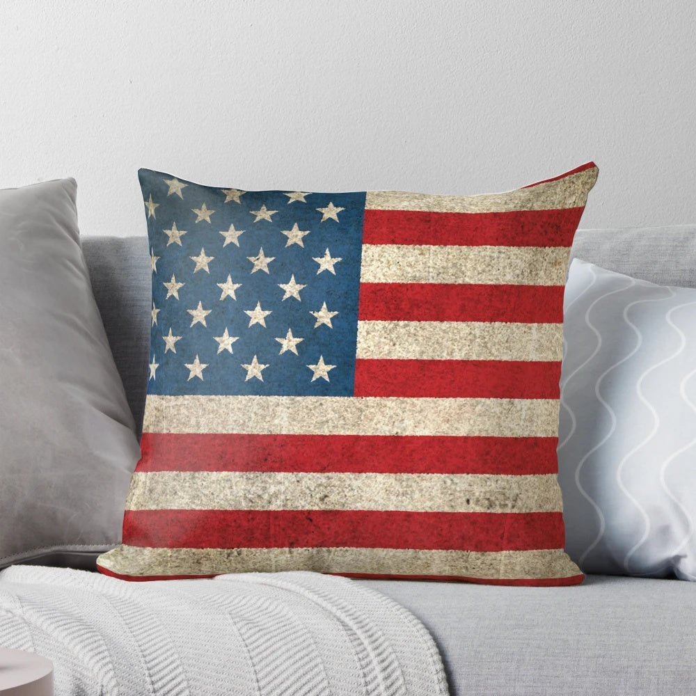 Vintage, distressed American flag decorative accent pillow